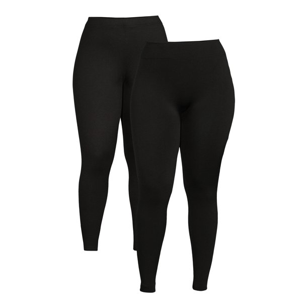Terra & Sky Women's Plus Size Clothing: 2-Pack Brushed Leggings (various) $7 ($3.50 each), 2-Pack L/S Crew Neck T-Shirts (various) $10 ($5 each) + FS w/ Walmart+ or FS on $35+