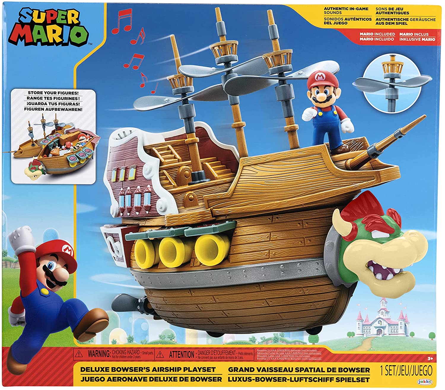 Super Mario Deluxe Bowser's Air Ship Interactive Playset w/ Mario Action Figure $16 + Free Shipping w/ Prime or Orders $25+