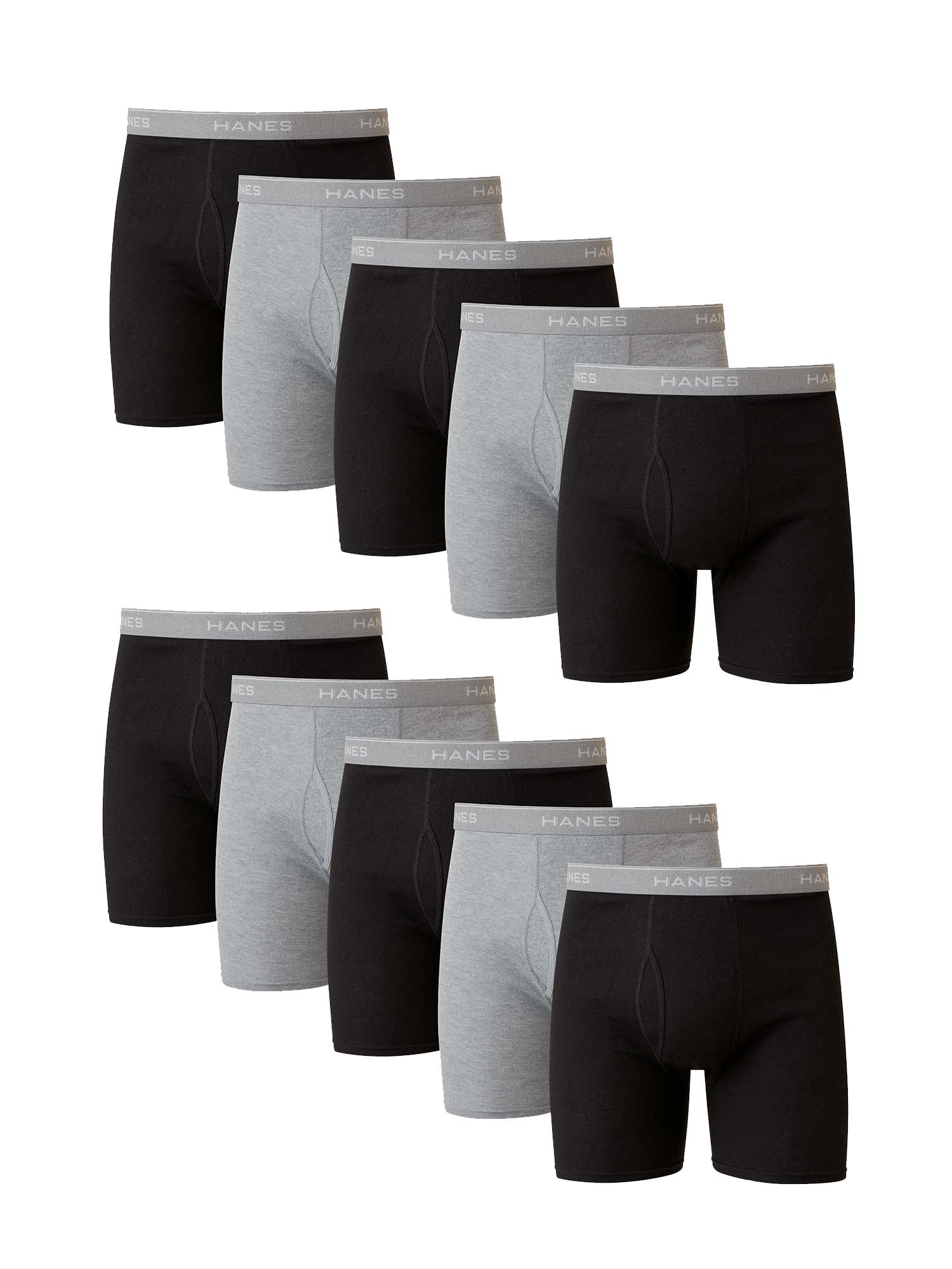 10-Pack Hanes Men's Covered Waistband Boxer Briefs (various colors)