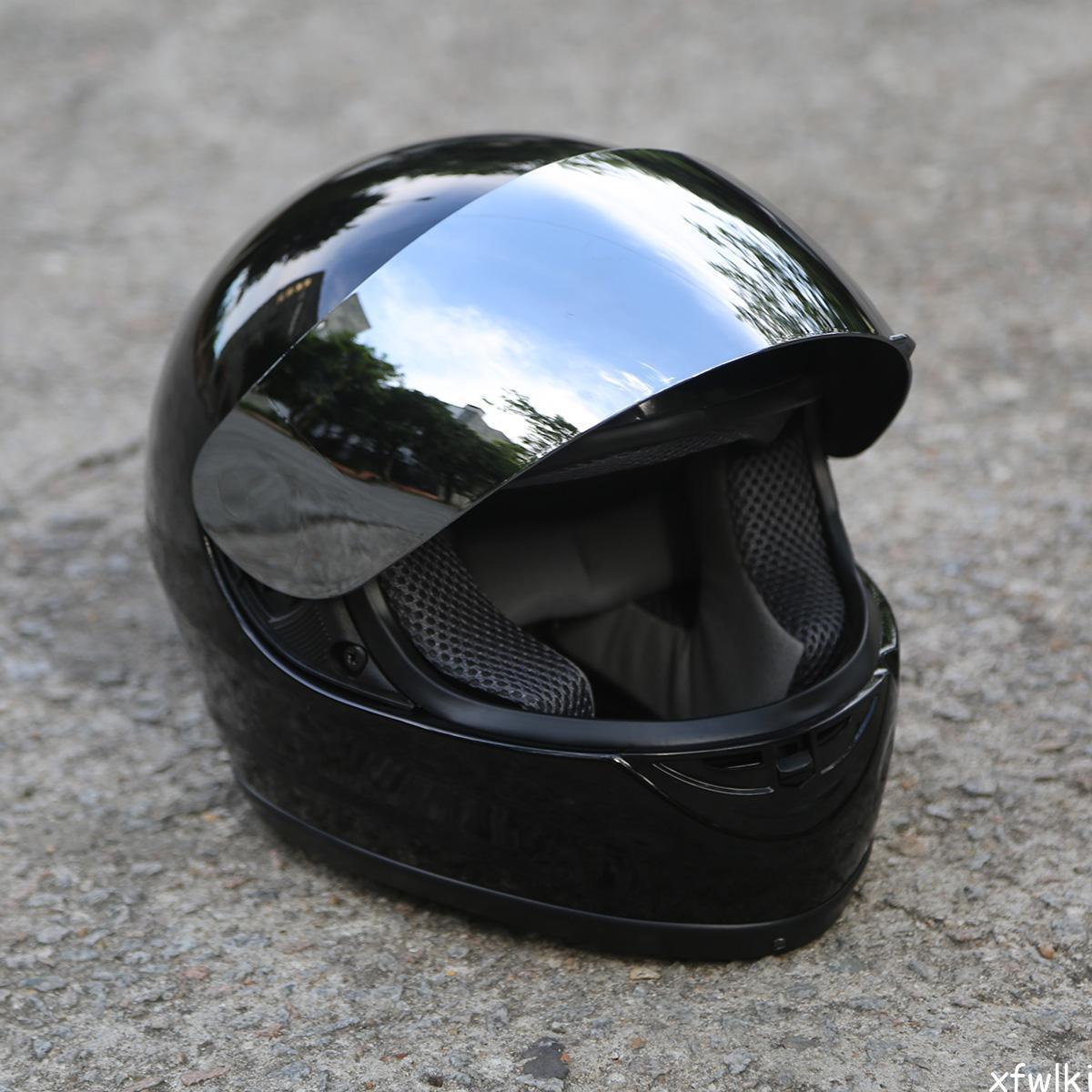 Motorcycle Mirror Shield Gloss FullFace DOT Adult Helmet (Black, Size S/L/XL) $29.75 + Free Shipping