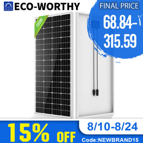 ECO-WORTHY Monocrystalline Solar Panel 12V Home RV Marine Van: 100W $68.83, 200W $158.37, & More + Free Shipping