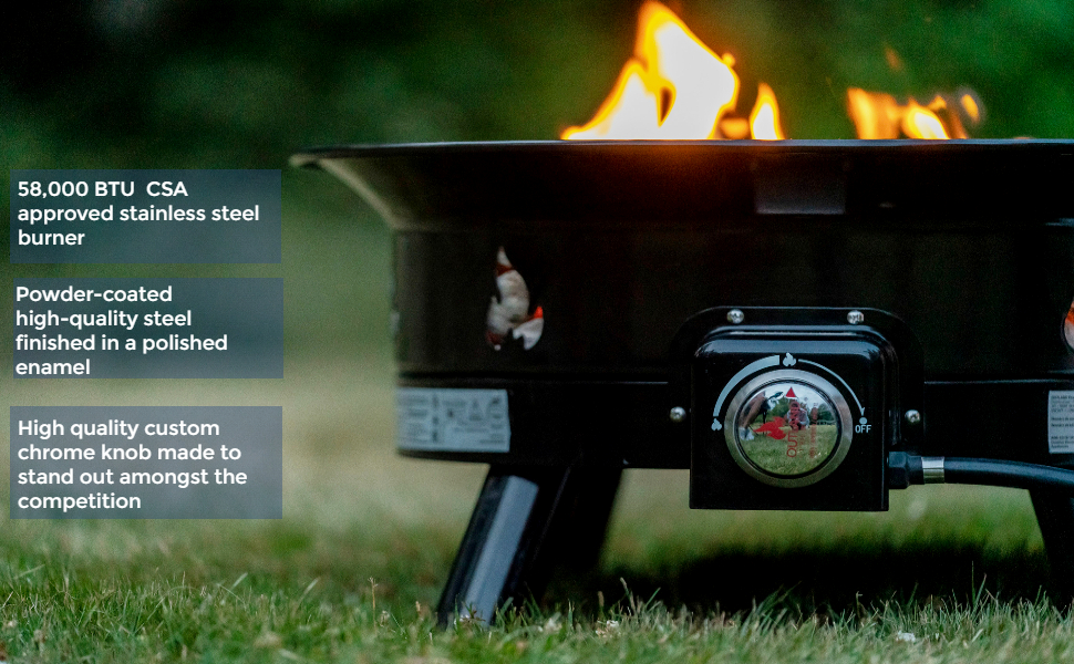 Outland Living Firebowl 893 Deluxe Outdoor Portable Propane Gas Fire Pit with Cover & Carry Kit