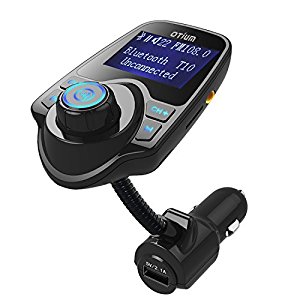FM Transmitter, Bluetooth Wireless Radio Adapter Audio Receiver Stereo Music Tuner Modulator Car Kit, $12.26 (Regular 18.59)