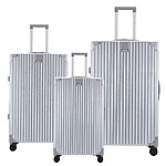 HIKOLAYAE Myrtle Springs Nested Hardside Luggage Set in Shiny Silver, 3 Piece - TSA Compliant $89.99