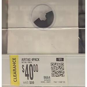 [In-Store | YMMV] 4-Pack Apple AirTag (1st Gen) $40
