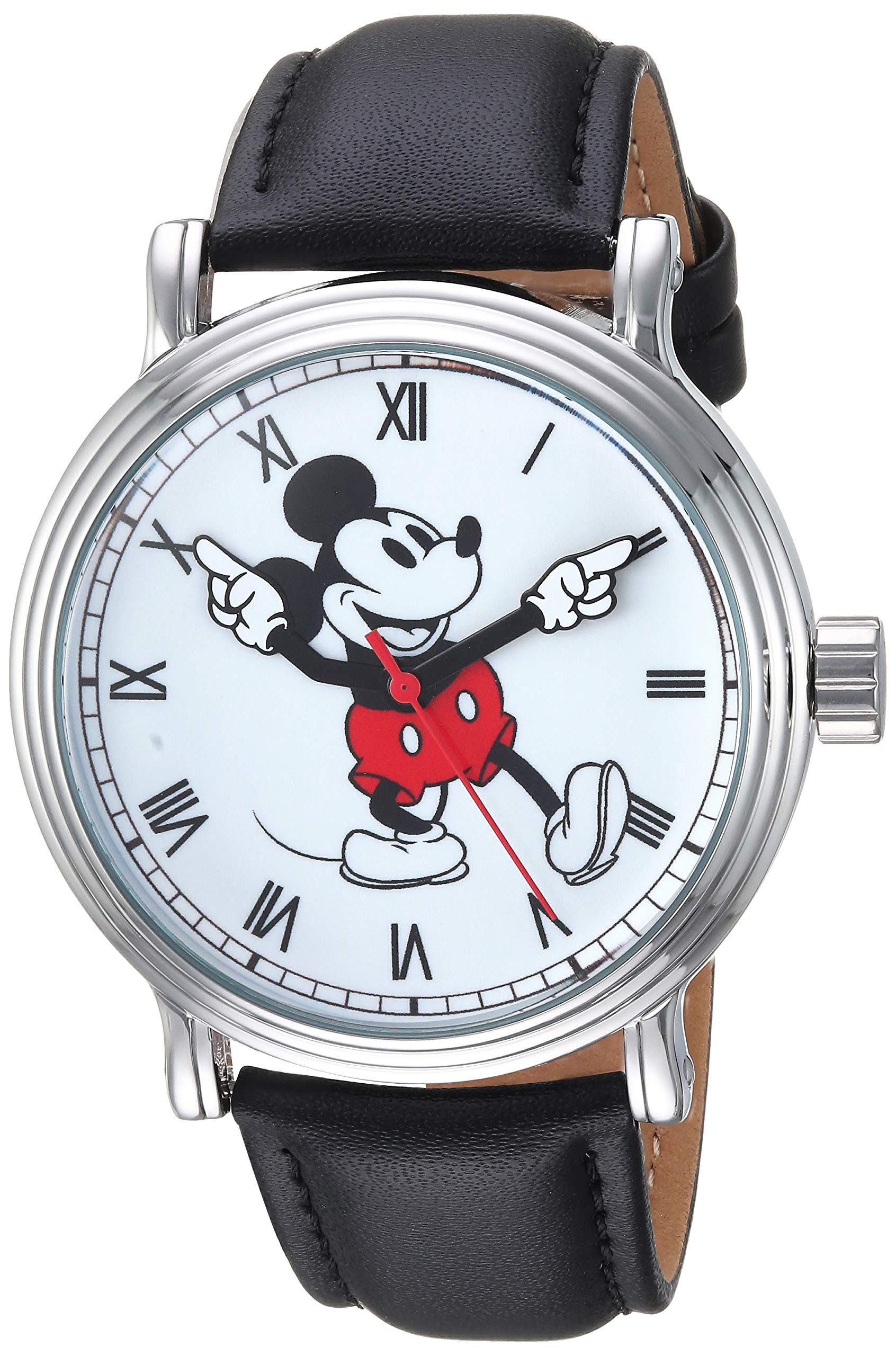 Disney Mickey Mouse Adult Vintage Articulating Hands Analog Quartz Watch, Silver/BLK $20.16