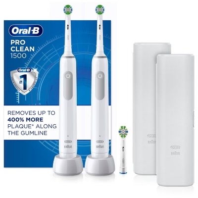 Oral-B Pro Clean 1500 Rechargeable Electric Toothbrush, White (2 pk.) - $49.98