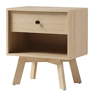 Walker Edison Mid-Century Frans Modern 1-Drawer Nightstand in Coastal Oak. Free Shipping  $18