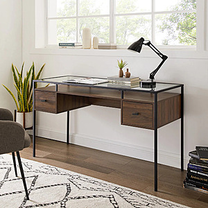 Walker Edison Fulton Desk in Dark Walnut or Grey Wash. Free Shipping. $59