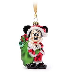 Santa Mickey Mouse Glass Ornament $17.49