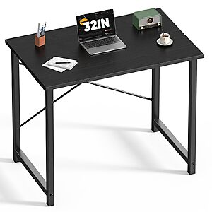 DUMOS 32 Inch Office Small Computer Desk Modern Simple Style Writing Study Work Table - Wood Black $19.96
