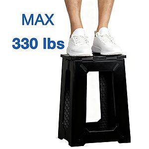 ProTraverse Foldable Small Waterproof Plastic Corner Stool for Bathroom, Holds Up to 330 lbs, 17.7 inches,Black $23.98