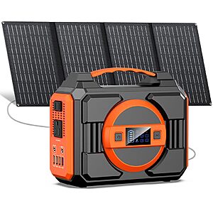 Apowking Solar Powered Generator 300W Rated with Solar Panels 40W Incl,220Wh Solar Power Bank w/AC Outlet 110V Pure Sine Wave $110.14