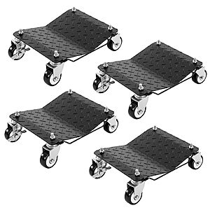 DUMOS Car Dolly Set of 4,6000 lbs Moving Wheel Dolly with Brakes for Car Tire $85.99