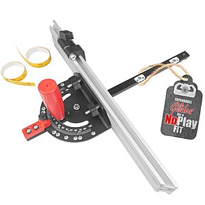 Peachtree Woodworking Supply Fulton Miter Gauge 2000 SE HDF NoPlay Expandable Glides Steel Miter Bar for 3/4" x 3/8", Aluminum Dual 45 Degree $59.43