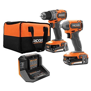 RIDGID 18V SubCompact Brushless 2-Tool Combo Kit with Drill/Driver, Impact Driver, (2) 2.0 Ah Batteries, Charger, and Tool Bag $119
