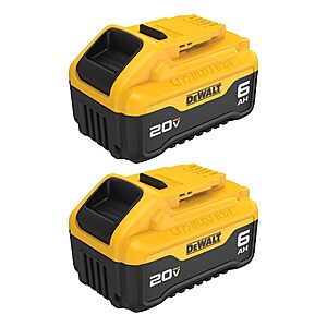 DEWALT 20V MAX XR Battery 6 Ah Lithium Ion, 2-Pack (DCB206-2). YMMV - Coupon Price $149 at Amazon