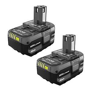 2-Pk RYOBI ONE+ 18V 4.0Ah Lithium-Ion Batteries $79 + Free S&H