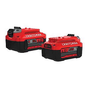 CRAFTSMAN V20 4Ah Lithium Ion Power Tool Battery 2-Pack (CMCB204-2) + 10% back when you pay with Prime Visa $71.1