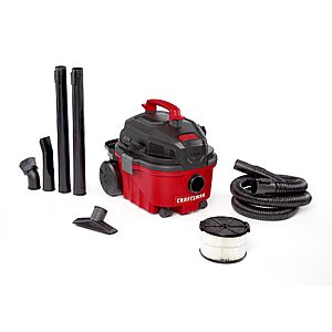 CRAFTSMAN CMXEVBE17040 4 Gallon 5.0 Peak HP Wet Dry Vac, Portable Shop Vacuum Wet and Dry with Filter, Hose and Attachments $87.99