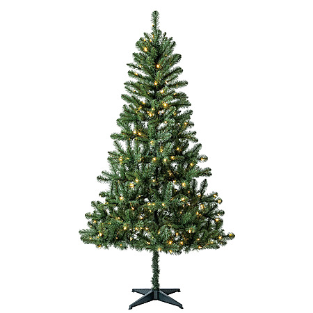 6.5' Pre-Lit Madison Pine Green Artificial Christmas Tree with Color-Changing LED Lights, by Holiday Time $24.44
