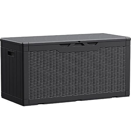Devoko 100 Gallon Waterproof Large Resin Deck Box Indoor Outdoor Lockable Storage Container for Patio Furniture Cushions Garden Tools (100 Gallon, Black) $75.99