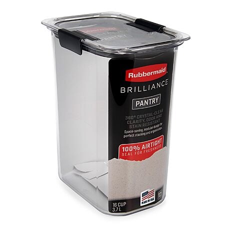 Rubbermaid Brilliance 16-Cup Airtight Food Storage Container with Lid Clear/Grey $14.99