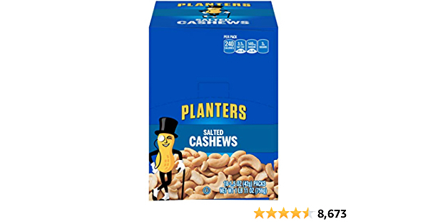 PLANTERS Salted Cashews, 1.5 oz. Bags (18 Pack) - Individually Packed Snacks On the Go - Snacks for Adults - Quick Snacks - Kosher - $11.04