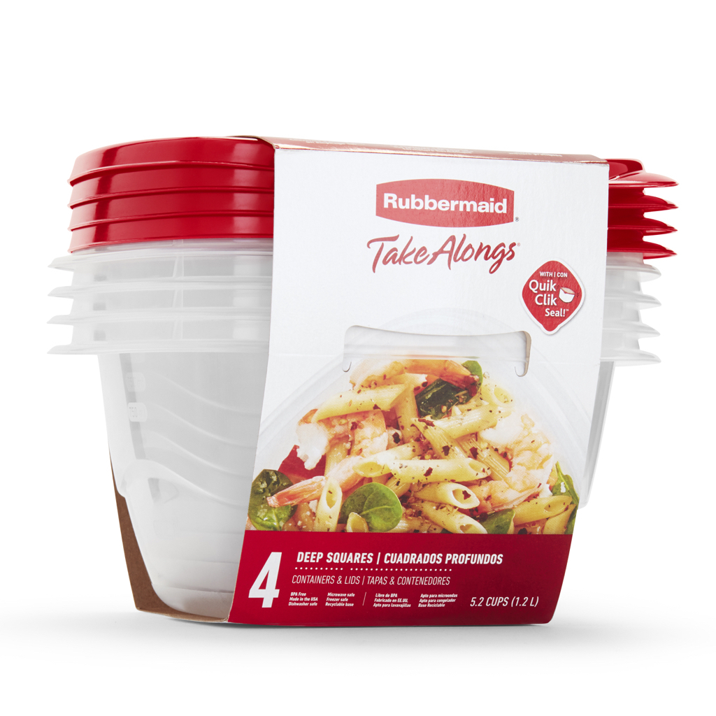 Rubbermaid TakeAlongs Food Storage Containers, Deep Squares, 5.2 Cup, 4 Pack - $2.97 at Walmart
