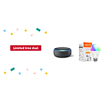 Limited-time deal: Echo Dot (3rd Gen) Charcoal | with Amazon Basics Smart Color Bulb - $14.99