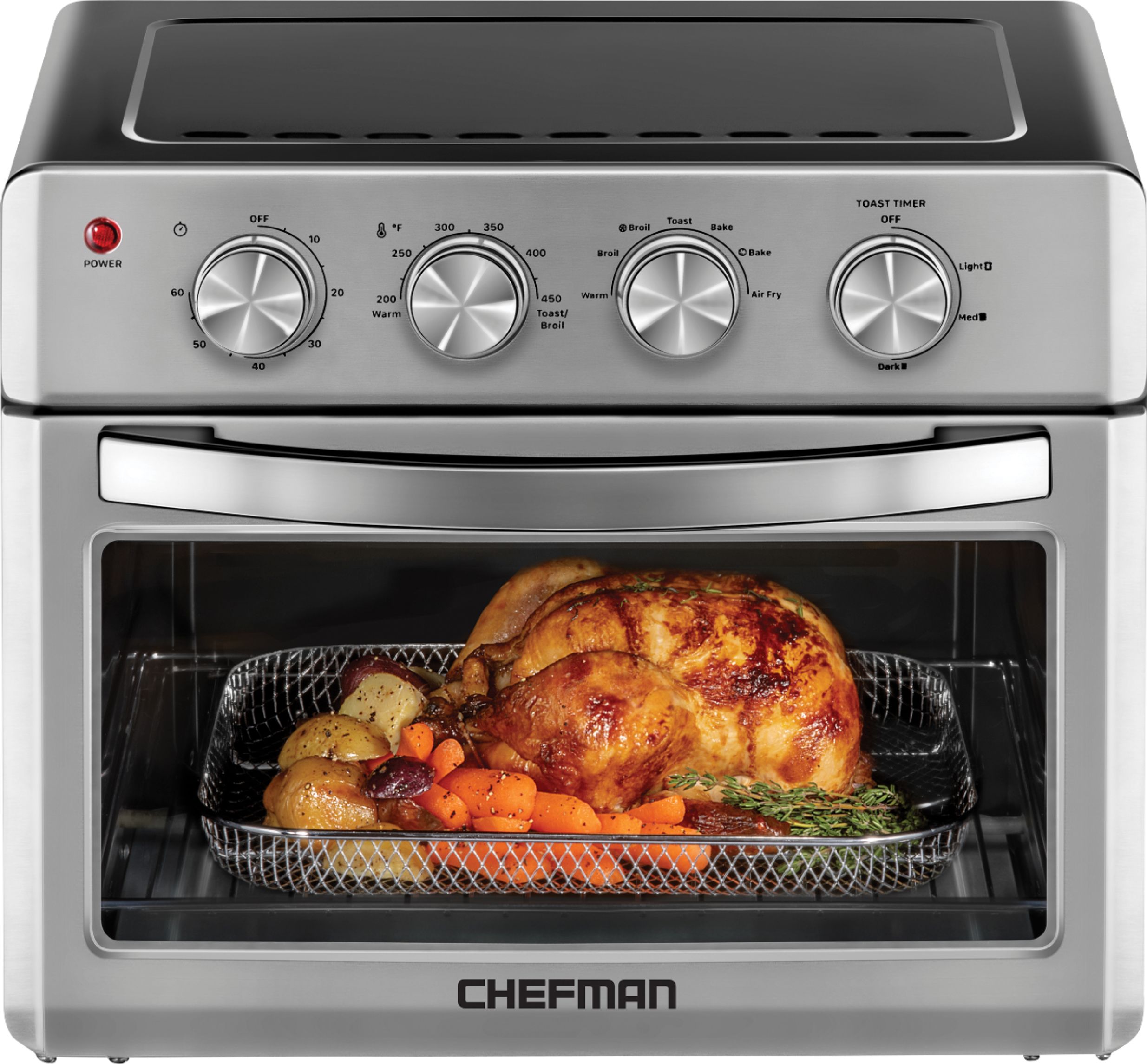 CHEFMAN - 25L Toaster Oven Air Fryer - Stainless Steel $100