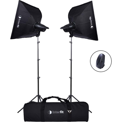 Studio Essentials 200Ws Value Flash Head 2-Light Kit with Softboxes and Wireless Remote $200