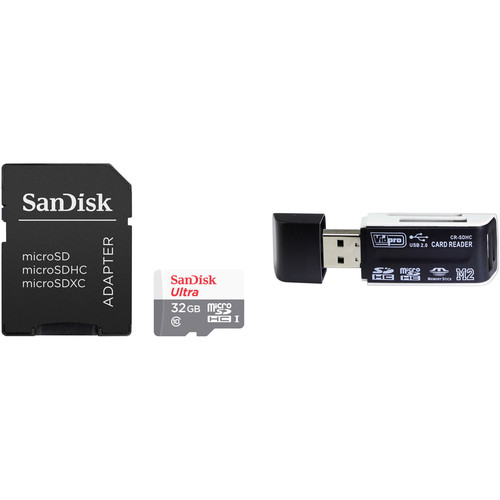 SanDisk 32GB Ultra UHS-I microSDHC Memory Card with SD Adapter and USB 2.0 Card Reader $6.5