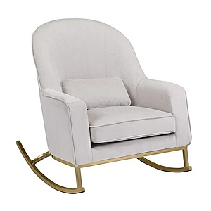 MoDRN Glam Velvet Rocking Chair Off-White with Satin Brass $75.35