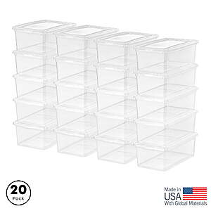 20-Pk 5-Qt. Inspired Essentials Stackable Clear Plastic Storage Totes w/ Lids