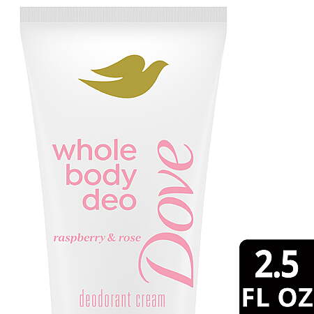 Walmart Free After $5 Walmart Cash Back - Dove Whole Body Deodorant pH Balancing Cream Raspberry & Rose Aluminum Free, 2.5oz