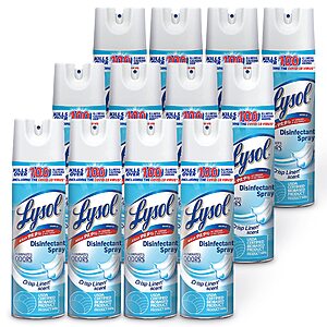 12-Pack 19oz Lysol Disinfectant Spray (Crisp Linen) .40 w/ Subscribe & Save + Free Shipping