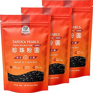 8.8 oz,(Pack of 3),52USA Boba,Black Tapioca Pearl For Bubble Tea,Black Sugar Flavor - $4.66 w/S&S,(As Low As - $4.16