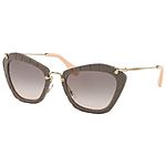 Miu Miu MU10NS Noir Womens Beige Cat-Eye Sunglasses With Grey Pink Gradient Lens $79.99 Ebay