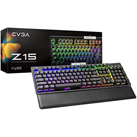 EVGA Z15 RGB Gaming Keyboard, RGB Backlit LED, Hotswappable Mechanical Kailh Speed Silver Switches (Linear) $44.99