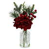 11.5&amp;quot; Mainstays Decorative Tabletop Artificial Christmas Red Floral Hydrangea in Clear Ribbed Glass Vase $2.26 + Free S&amp;amp;H w/ Walmart+ or on $35+