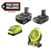 RYOBI ONE+ 18V 4 Ah, 2 Ah Battery, &amp;amp; Charger + 7.5&amp;quot; ONE+ Hybrid Fan $99 + Free Shipping
