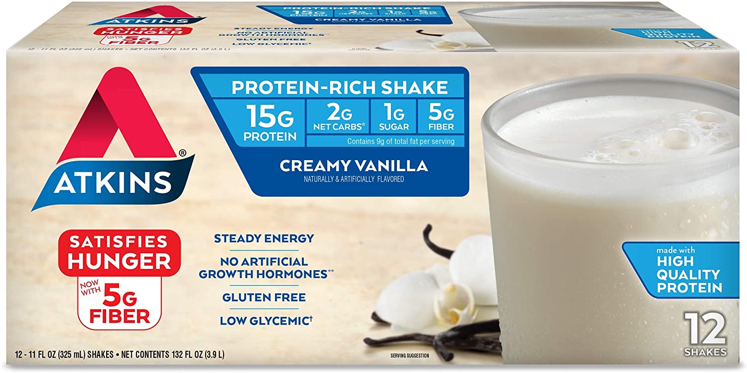 12-Count 11-Oz Atkins Gluten Free Protein-Rich Shake (Creamy Vanilla or Milk Chocolate) $11.75 + Free Shipping w/ Prime or $25+