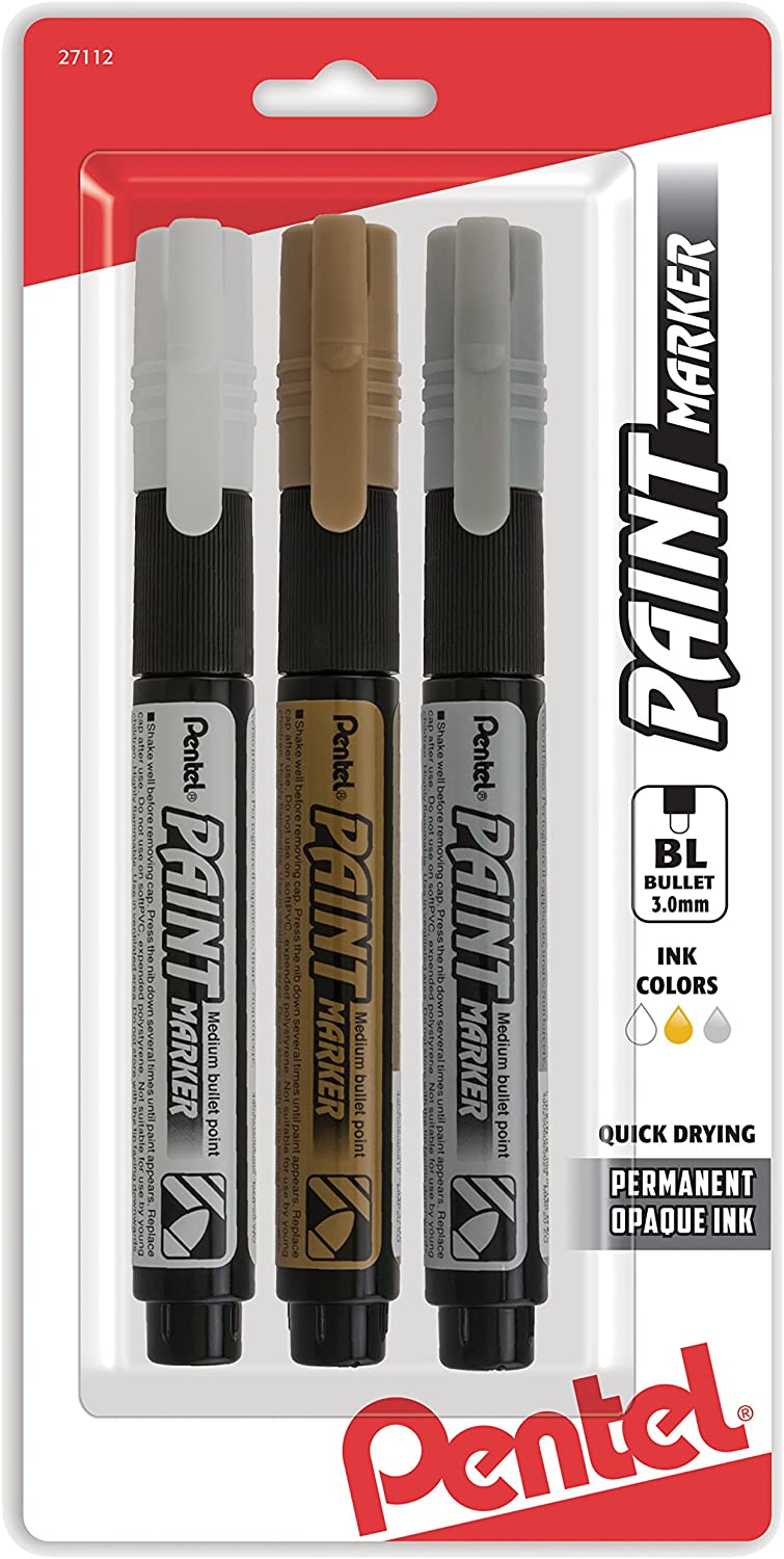 3-Pack Pentel Paint Markers (White, Gold, Silver) $4 or less w/ SD Cashback at Staples + Free Store Pickup or Free S&H w/ $25+