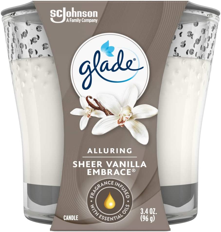 3.4-Oz Glade Candle Jar Air Freshener (Sheer Vanilla Embrace or Apple Cinnamon) $1.95 w/ S&S + Free Shipping w/ Prime or $25+