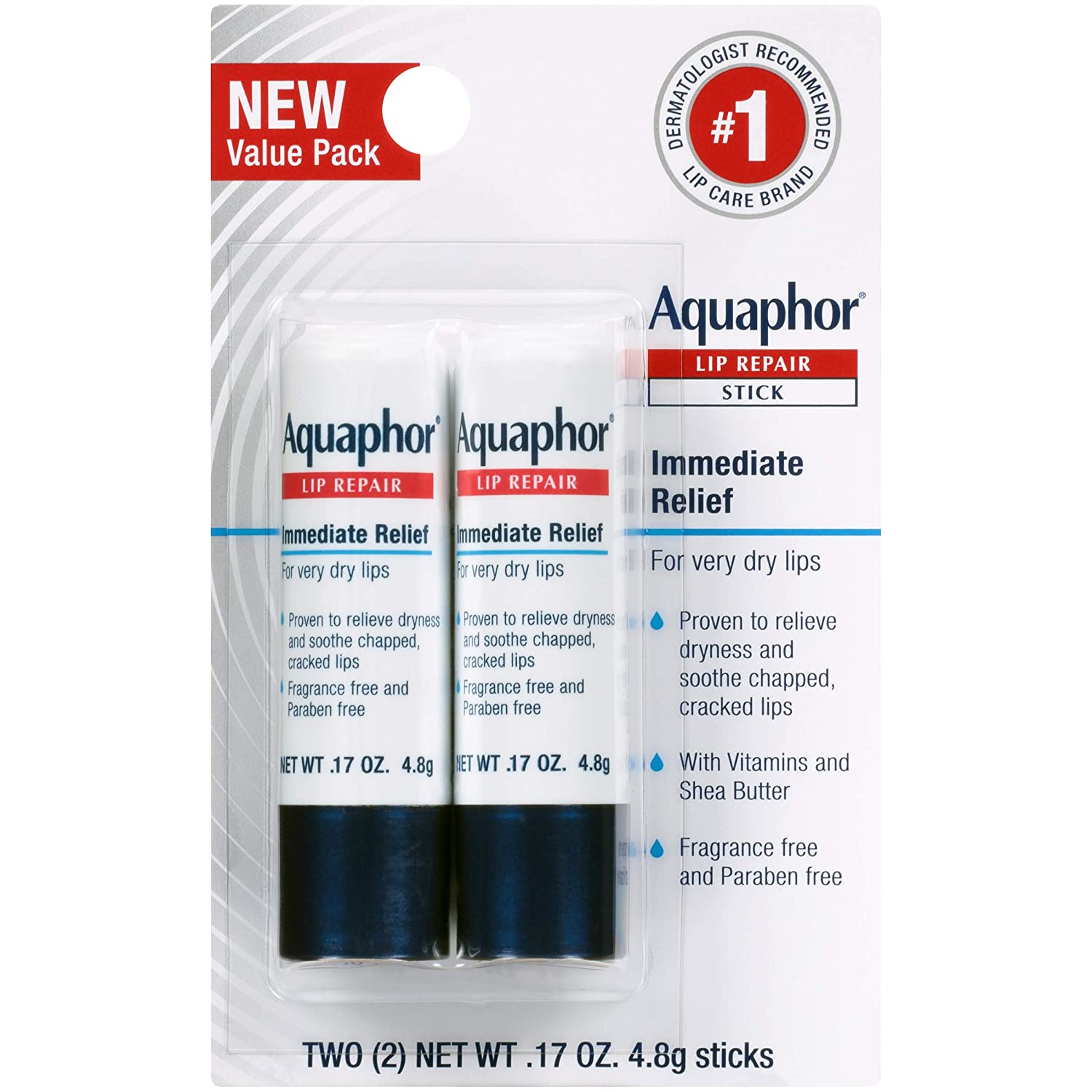 2-Pack 0.17-Oz Aquaphor Lip Repair Stick $4.50 w/ S&S + Free S&H w/ Prime or $25+