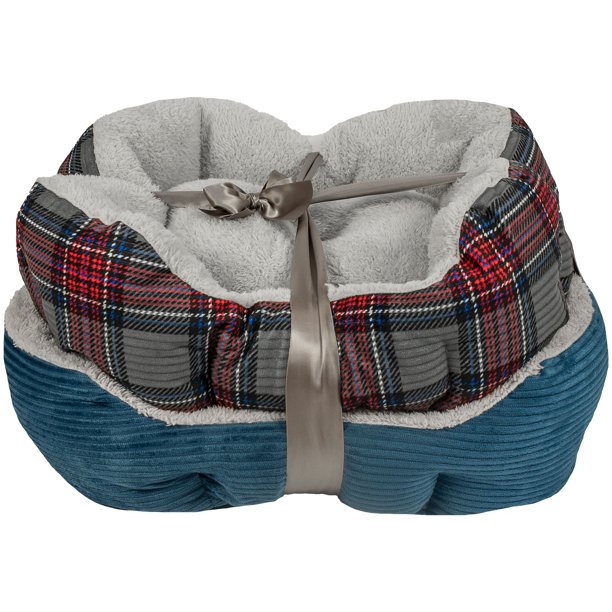 2-Count Vibrant Life 19" Round Cuddlier Pet Bed (Plaid & Blue) $13.75 ($6.88 Each) + Free S&H w/ Walmart+ or $35+