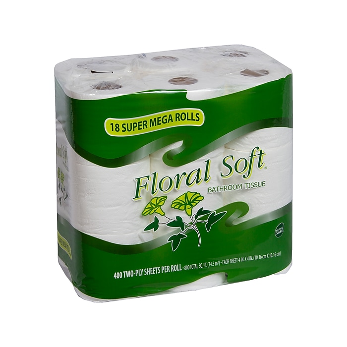 18-Count Floral Soft Standard 2-Ply Toilet Paper Super Mega Rolls (White) $5.90 or less w/ SD Cashback at Staples w/ Free S&H on $30+ (YMMV)