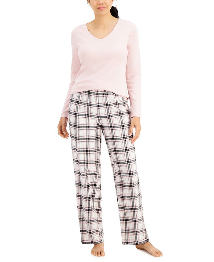 Charter Club Women's V-Neck T-Shirt & Flannel Pants Pajama Set (Various Styles) $11.85 or less w/ SD Cashback & More at Macy's w/ Free Store Pickup