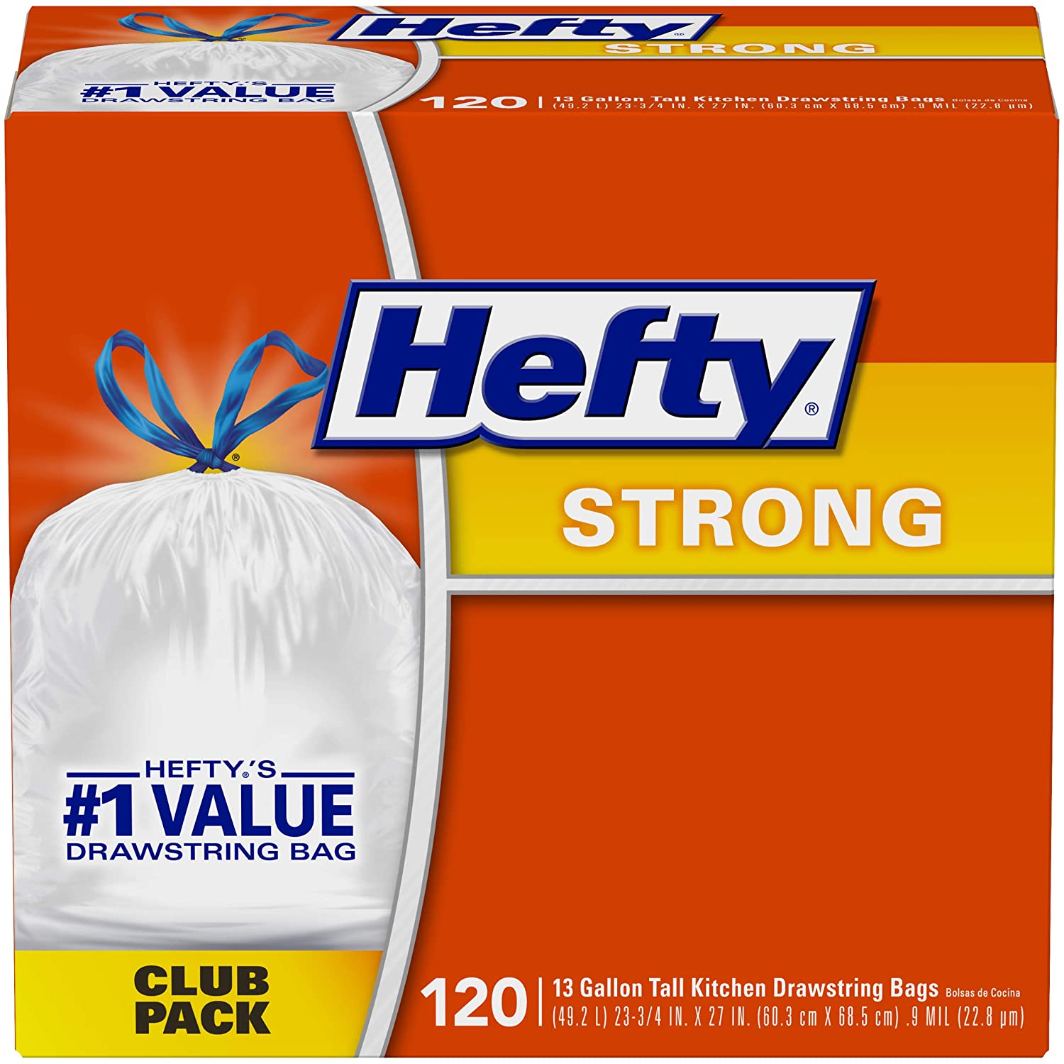 120-Ct 13-Gallon Hefty Strong Tall Kitchen Trash Bags (Unscented) $13.90 w/ S&S + Free S&H w/ Prime or $25+